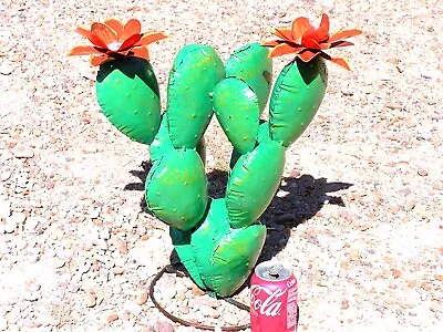 Metal Art Cactus Sculpture Junk Iron Garden Art Colorful Metal Flowers • $106.99