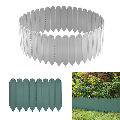 Flexible Garden Lawn Grass Edging Picket Border Panel Plastic Wall Fence Decor • £8.95