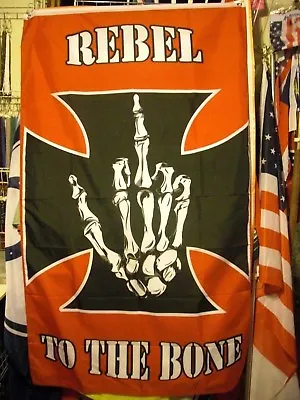 Rebel To The Bone 5' X 3' 100d Vertical Flag Banner With Iron Cross  USA Seller  • $12.95