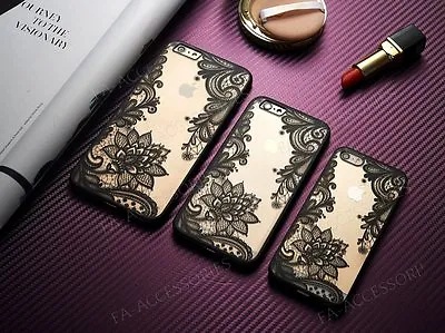 Henna Black Lace Design Case For IPhone 11 Pro Max 8 Plus 7 Plus SE Back Cover • £3.48