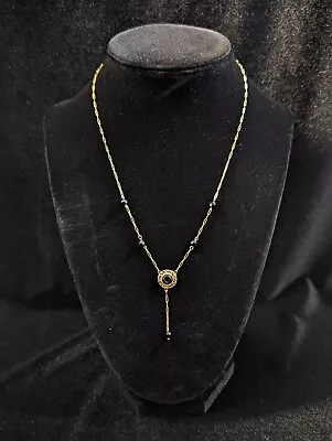 Antique 14k 585 Pure Yellow Gold Necklace With Onyx Accents Peter Brams Designs  • $500