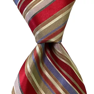 TED BAKER London Men's 100% Silk XL Necktie USA Designer STRIPED Multi-Color GUC • $23.99