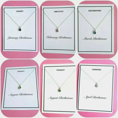 £6.29 • Buy Birthstone Necklace & Earrings Set Birthday Gift For Girls / Women UK