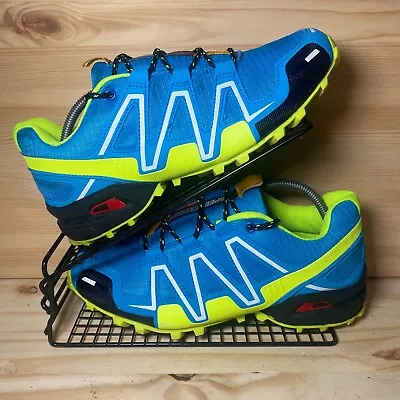 Salomon Speedcross 3 Women Athletic Trail Running Shoes Neon Blue Green UK9/EU43 • £32.95