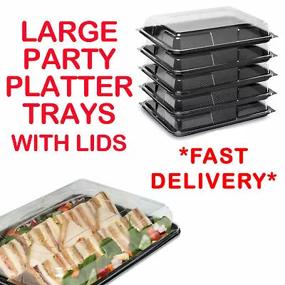 £18.99 • Buy Large Plastic Catering Sandwich Platters Trays With Lids For Party Food Buffets
