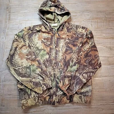Vtg Pella Camo Soft Hunting Jacket Sz XL Realtree Hardwoods Hooded • $29.95