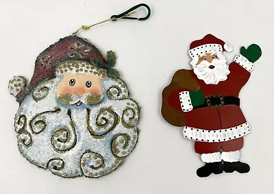 Set Of 2 Metal Santa Christmas Ornament/ Decorations 5.5  X 4.5  • $10.19