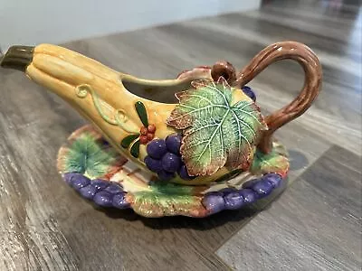 1993 Ff Fitz And Floyd Thanksgiving Gravy Sauce Boat • $48.99