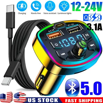 FM Transmitter Bluetooth Car Charger Adapter For IPhone 15 Pro Max 15 Pro 15Plus • $12.99