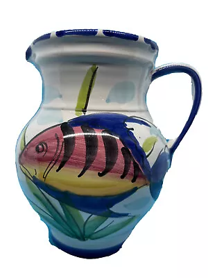 Vietri Fish Pitcher Pottery Hand Painted Made In Italy Ceramic Majolica • $19.98