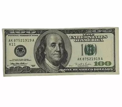 100 Dollar Bill USA 1996 USD Misprint Off Center Cut Unique Collector Bill • $1100