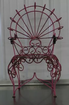 Rare Antique Vintage Ornate Twisted Metal Peacock Back Kids Garden Chair Prop • $274.99