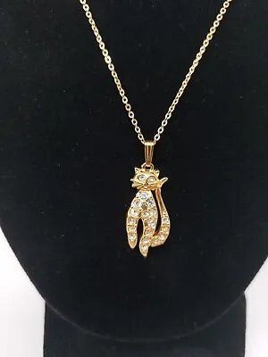 Vtg Rhinestone Sparkle Kitty Cat Pendant Avon Signed • $8.95