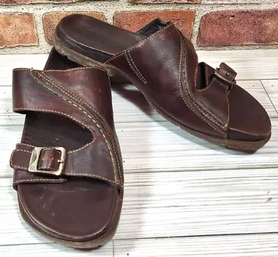 Timberland Mens Sandals Size 10M Brown Nubuck Leather Slide Buckle Shoes • $24.99
