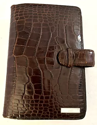 Polo Ralph Lauren Brown Leather Croc Planner Organizer 6 Ring Binder 5x7.5” • $100