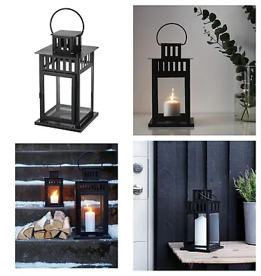Ikea Borrby Lantern For Block Candle Black In/Outdoor 28cm • £17.30