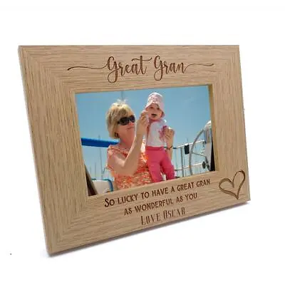 Personalised Great Gran Love Heart Engraved Landscape Photo Frame Gift FW654 • £13.45