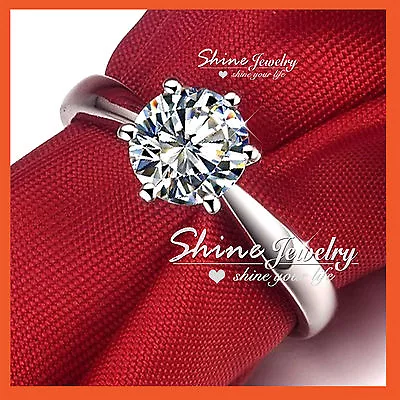 $7.99 • Buy 9k White Gold Gf Silver 1ct Solitaire Lab Diamond Classic Wedding Claw Ring Gift