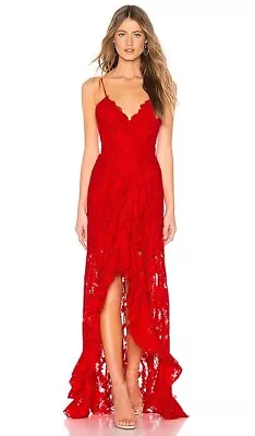 MAJORELLE REVOLVE Size XS Red Paisley Maxi Dress Formal Gown Ruffle Trim $248 • $49.99