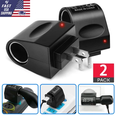 $8.66 • Buy 2PCS 100-240V AC To 12V DC Car Cigarette Lighter Socket Power Adapter Converter 