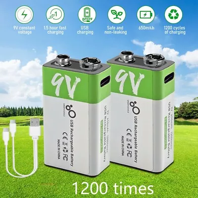 USB 9V C D Lithium Ion Rechargeable Battery Batteries 1.5V Fast Charger Type C  • £13.19