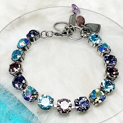 Mariana Amethyst Round Purple Blue Pink Crystal Bracelet Silver 7.5  NWOT • $125