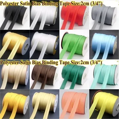 20mm Satin Bias Binding Tape Textile Cloth DIY Sewing Garment  (2cm) • £1.49