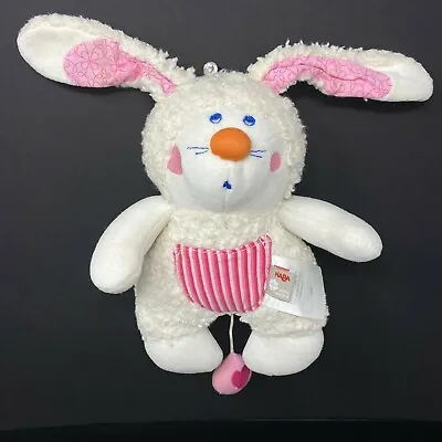 Haba White Bunny Rabbit Plush Stuffed Toy Musical Pull String Pink Ears Hearts • $28.83