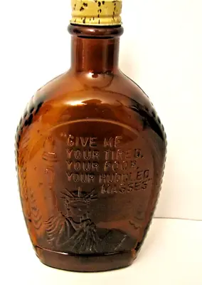 8Vintage Log Cabin Statue Of Liberty Brown Glass Syrup Bottle 8.50  • $9.25