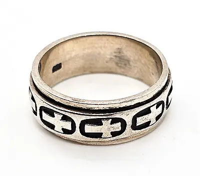 Cross Spinning Sterling Silver Fidget Men's Ring Band Size 9 • $27