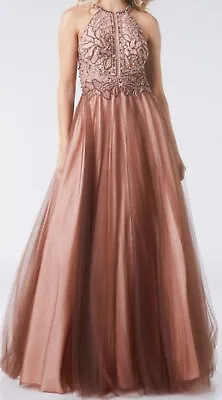 Tiffany Nicola Size 6 Pink Bronze Brown Sequin Evening Dress Gown BNWT • £299.99