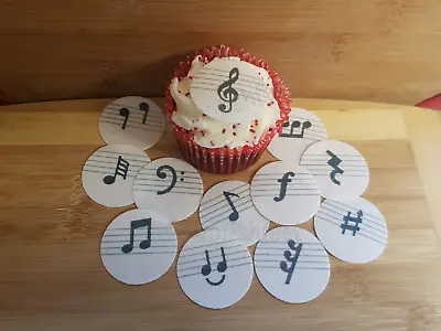 £2.95 • Buy 24 Edible Music Note Cupcake Toppers Musical Wafer Card Decorations Precut