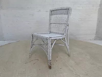 EB3609 Danish White Painted Wicker Dining Chair Mid-Century Modern Cottage MDIN • £60