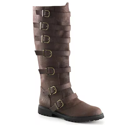 GOTH110/BNPU Men's Warrior Renaissance Medieval Brown Buckle Strap Costume Boots • $98.96