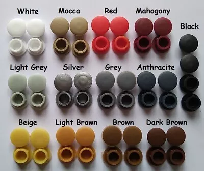 £2.99 • Buy 10mm Hole Caps Covers Push Fit Furniture Kitchen Black Graphite Grey Brown Beige