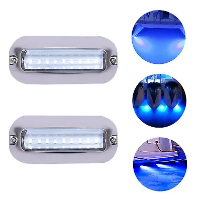 Set Of 2 Marine Underwater Boat Lights 27 LED Waterproof Transom Lights 3-Color • $12.35