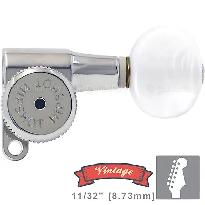NEW Hipshot VINTAGE 6-in-Line Locking Tuners STAGGERED Oval Pearl Buttons CHROME • $99.95