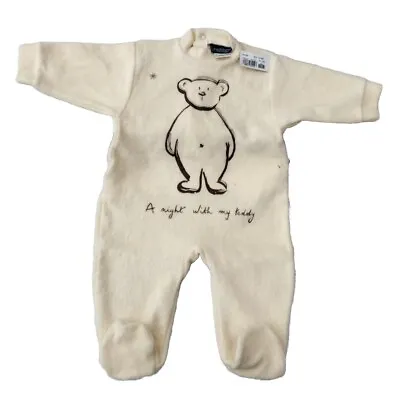 Baby Boy Girl Romper Jumpsuit Cream / Ivory Sleep Suit Babygrow Teddy 0-3 Month • £6.99