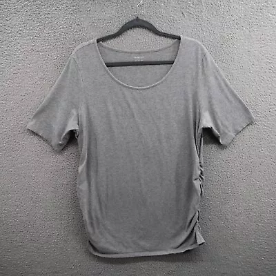 Motherhood Top Womens 2X Gray Maternity Shirt Stretch Sides Short Sleeve • $6.41