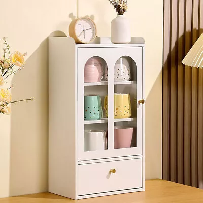 Desktop Display Cabinet Countertop Storage Cabinet  With Drawers Storage Of Cups • $63.59