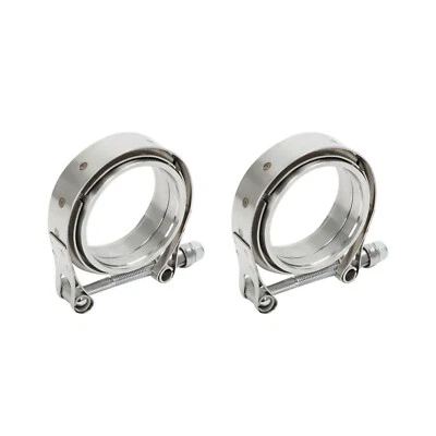$28.48 • Buy 2 X 2.5  V-Band Flange & Clamp Kit For Turbo Parts Exhaust Pipes Stainless Steel