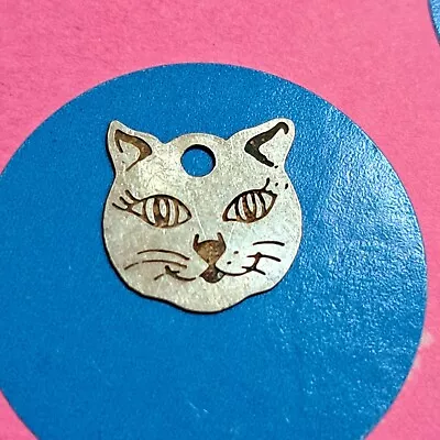 Sterling Silver Vintage Bracelet Charm     O69   Thin  Cat   Head • $5.50