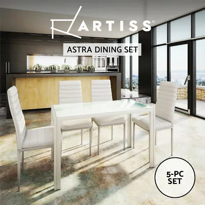 $264.81 • Buy Artiss Dining Chairs And Table Dining Set 4 Chair Set Of 5 Glass Top Leather