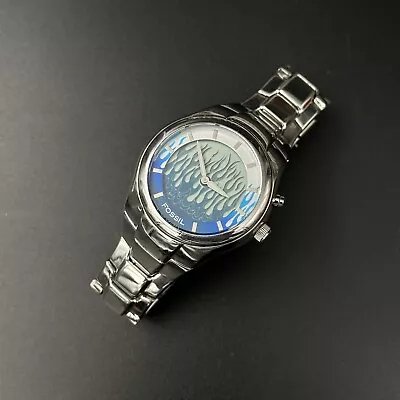 Fossil Big Tic JR-8222 Blue Flame Dial Big Tic Stainless Steel RARE 42mm. • $349.99