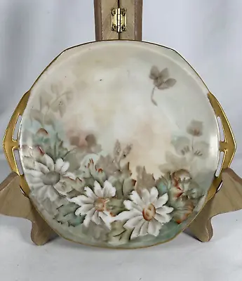 Antique MZ Moritz Zdekauer Austria Hand Painted Plate W/ Handles Gold Trim 6.75” • $19.88