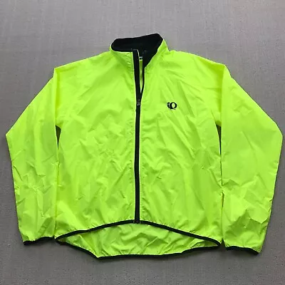 Pearl Izumi Cycling Jacket Mens XL Neon Yellow Full Zip Reflective Rain VINTAGE • $25