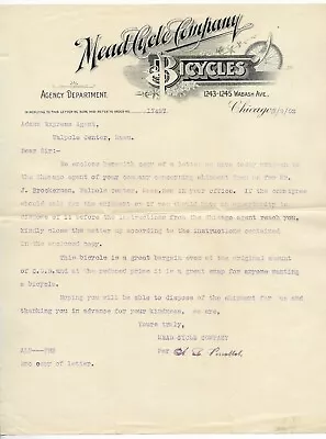 Antique 1902 MEAD CYCLE COMPANY BICYCLES Billhead Paper Advertising TYPED LETTER • $17.95