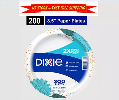 200 Count Dixie Disposable Paper Plates 8.5  Microwaveable Strong & Convenient • $12.54