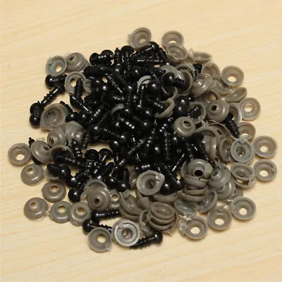 100PCS 6-12mm Plastic Safety Eyes For Teddy Bear Doll Toy Animal Felting DIY • £4.04