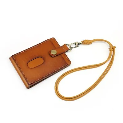 Wallet Genuine Leather Vertical ID Badge Strap Keychain Id Credit Card License • $25.25